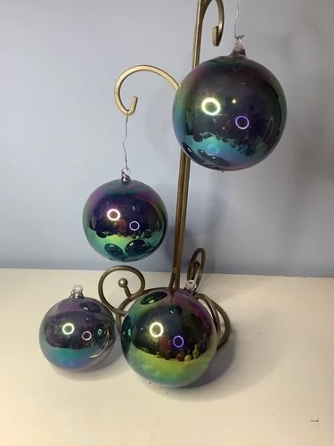 4 Pieces Glass Christmas Ornaments Glass Blown Taco Croissant Pizza Slice 3